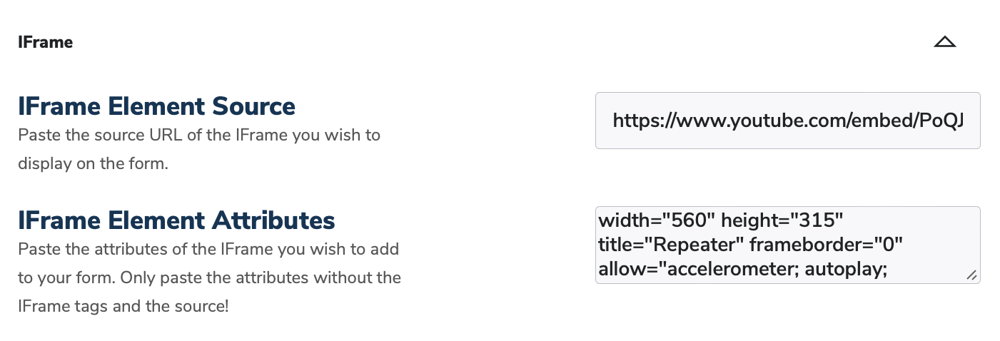 Forms IFrame Block Forms IFrame Block