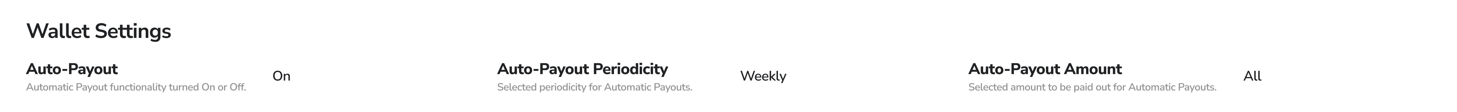 Wallet Auto Payout Settings Wallet Auto Payout Settings
