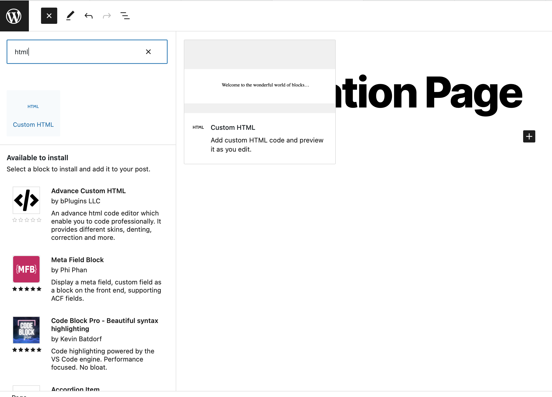 Wordpress New Block Wordpress New Block